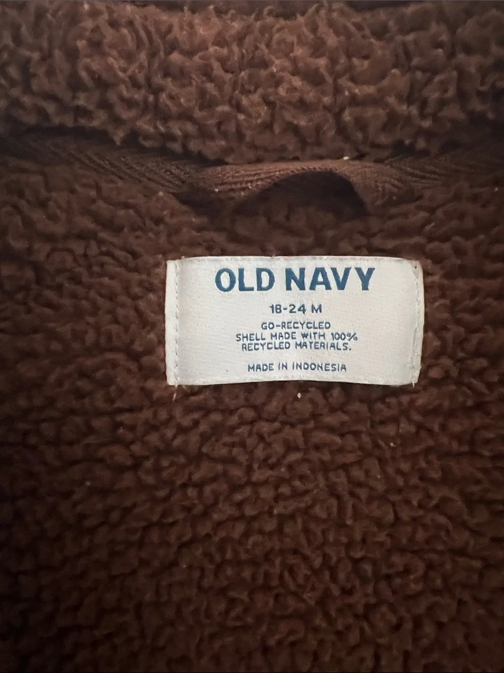 Girls' Brown Sherpa Jacket with Blue Flower Pockets